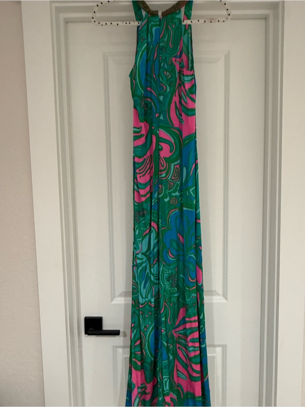 Lily Pulitzer Vibrant Pink & Teal Abstract Maxi Dress